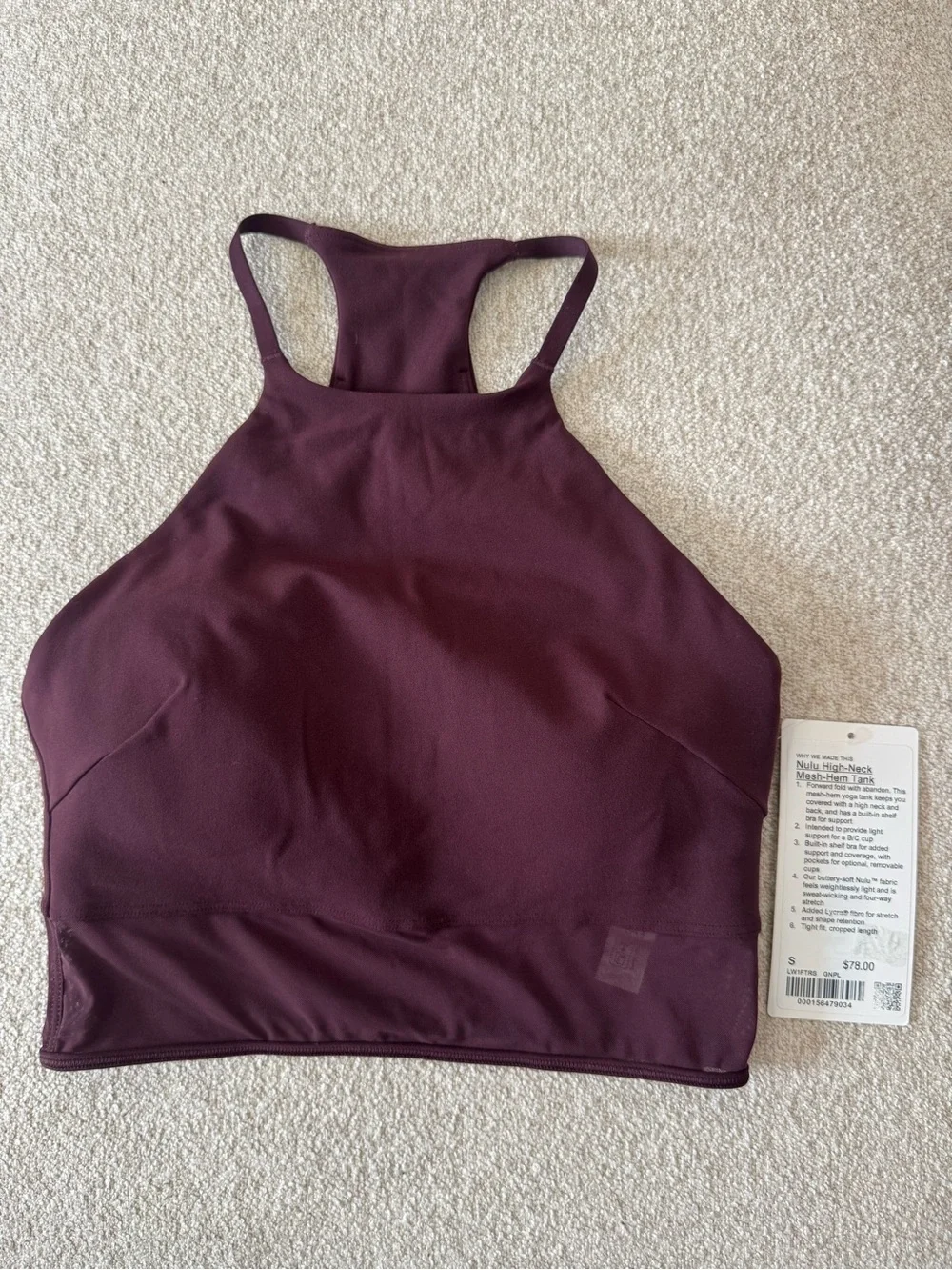 Lululemon High Neck Nulu Mesh Hem Tank (Size S)